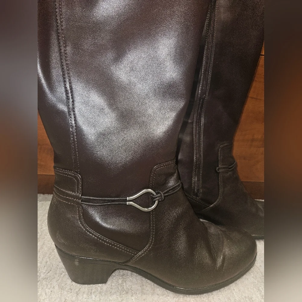 Clarks Brown Leather Knee-High Boots